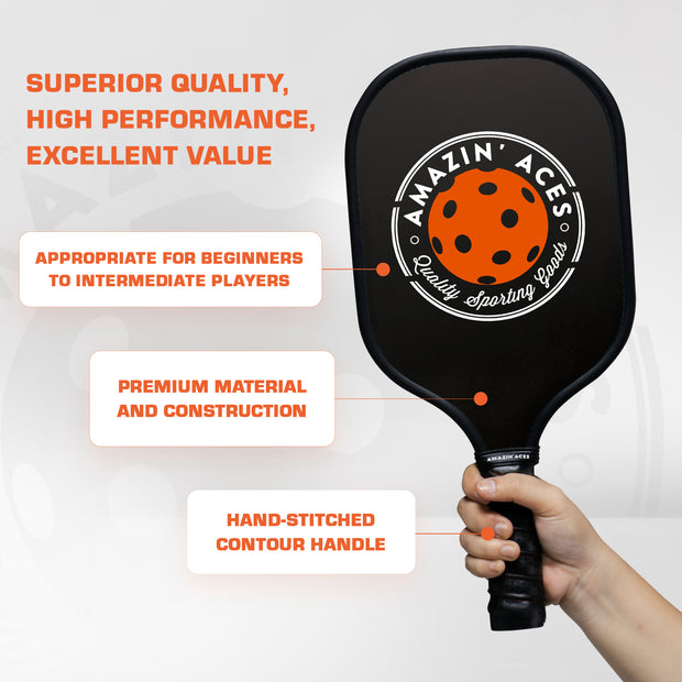 Amazin Aces Classic Graphite Pickleball Paddle Pack of 4 - High Performance Paddle 