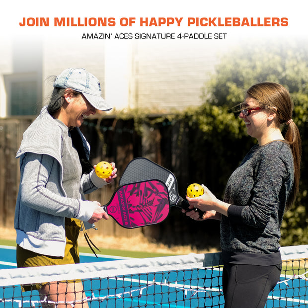 Amazin Aces Signature Pickleball Paddle Pack of 4 - High Performance Paddle with Personality