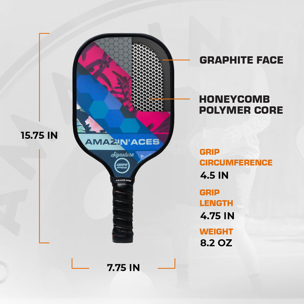 Amazin Aces Signature Pickleball Paddle Pack of 4 - Graphite Face and Honeycomb Polymer Core
