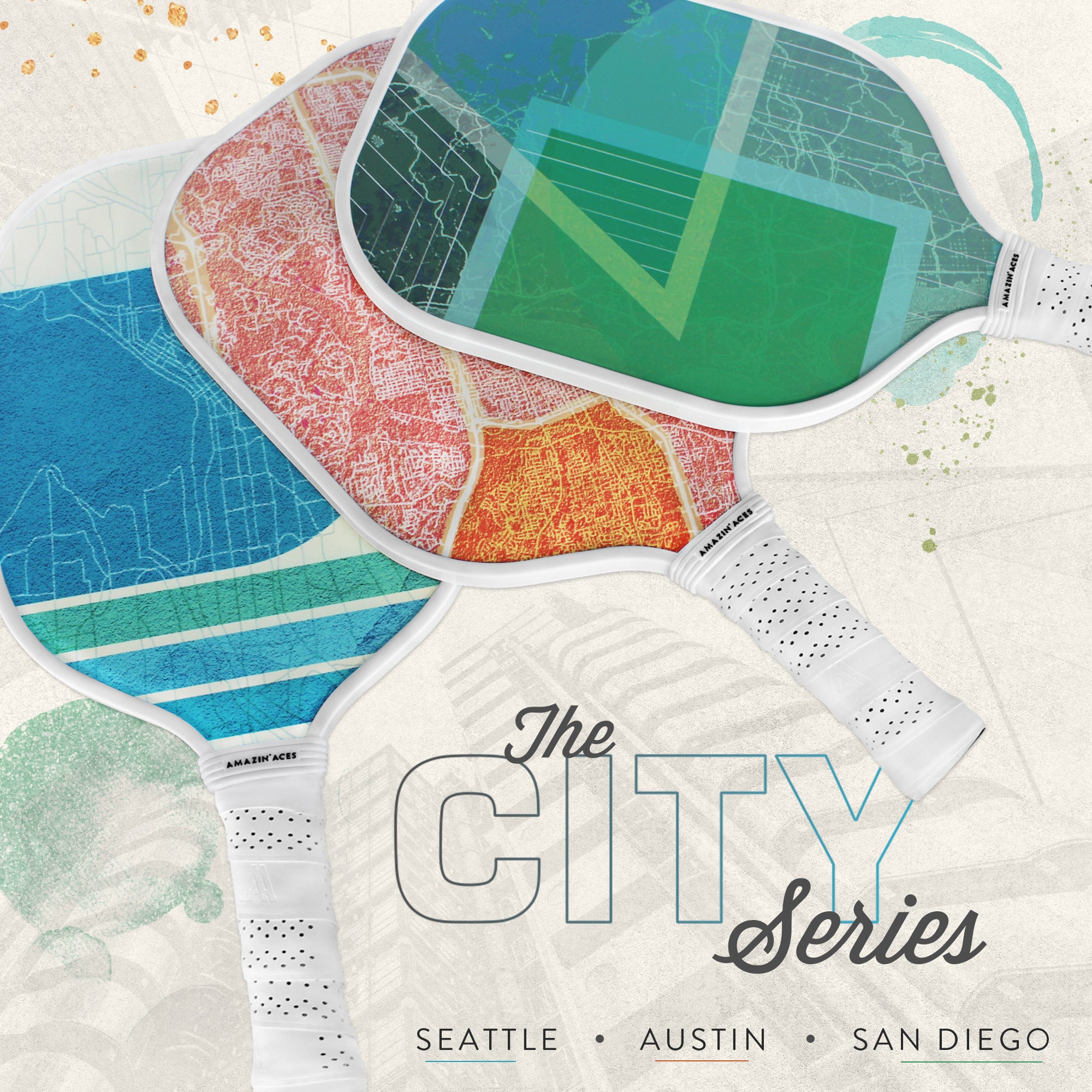 Amazin' Aces City Series Seattle, Washington-Inspired 2-Paddle Pickleball Set